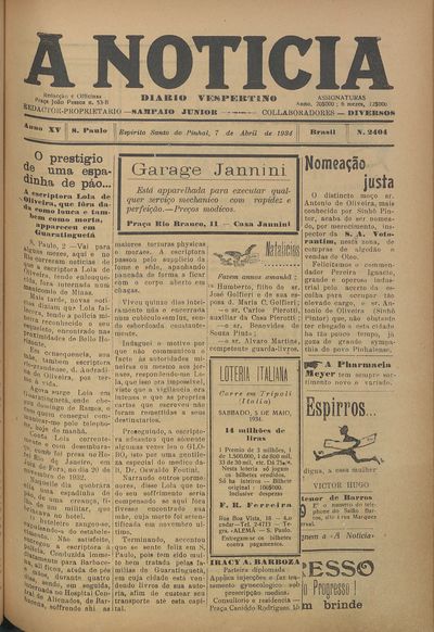 Capa de um dos jornais.