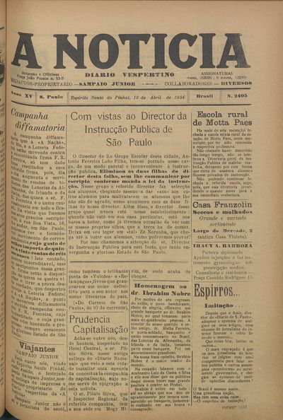 Capa de um dos jornais.