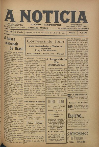 Capa de um dos jornais.