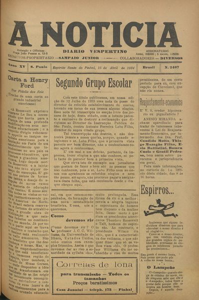 Capa de um dos jornais.