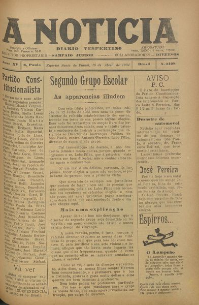 Capa de um dos jornais.