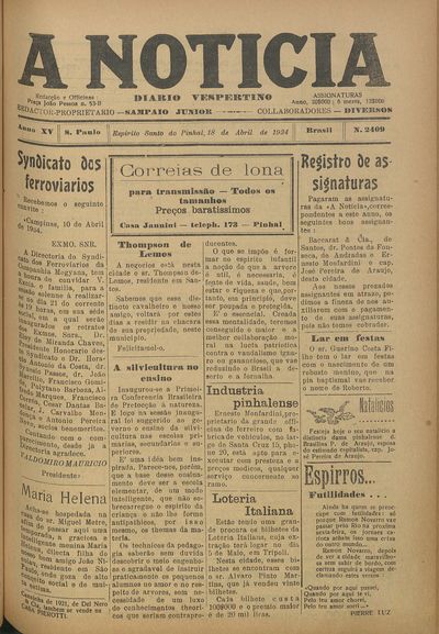 Capa de um dos jornais.