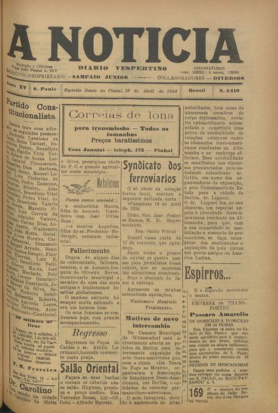Capa de um dos jornais.