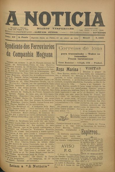 Capa de um dos jornais.