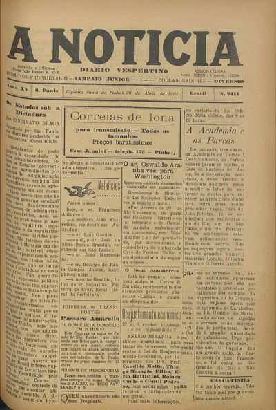 Capa de um dos jornais.