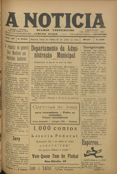 Capa de um dos jornais.