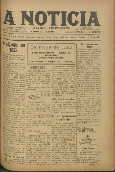 Capa de um dos jornais.