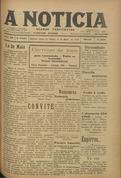 Capa de um dos jornais.