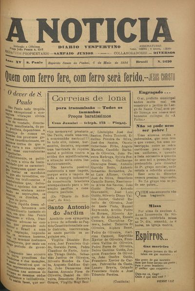 Capa de um dos jornais.
