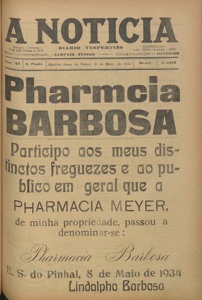 Capa de um dos jornais.