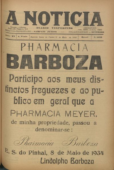 Capa de um dos jornais.