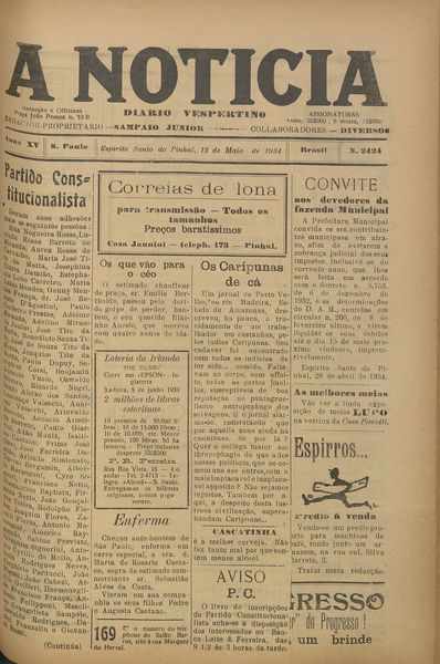 Capa de um dos jornais.