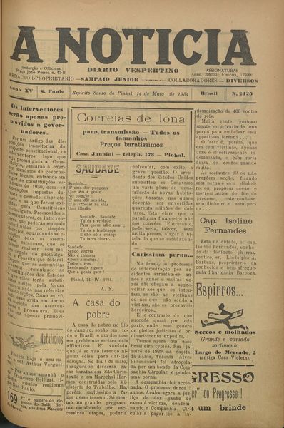 Capa de um dos jornais.
