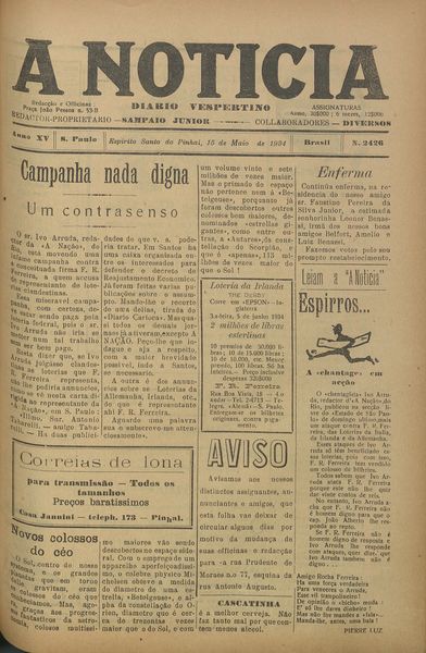 Capa de um dos jornais.