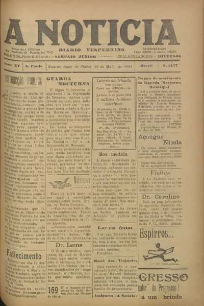 Capa de um dos jornais.