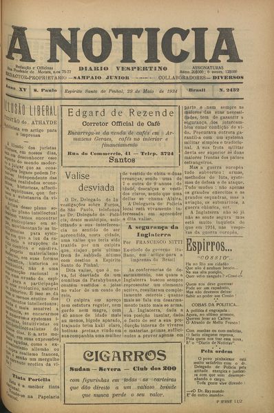 Capa de um dos jornais.