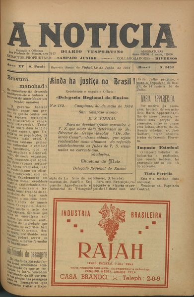Capa de um dos jornais.
