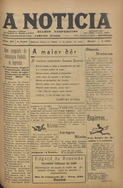 Capa de um dos jornais.