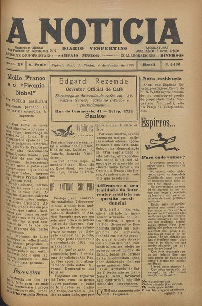 Capa de um dos jornais.
