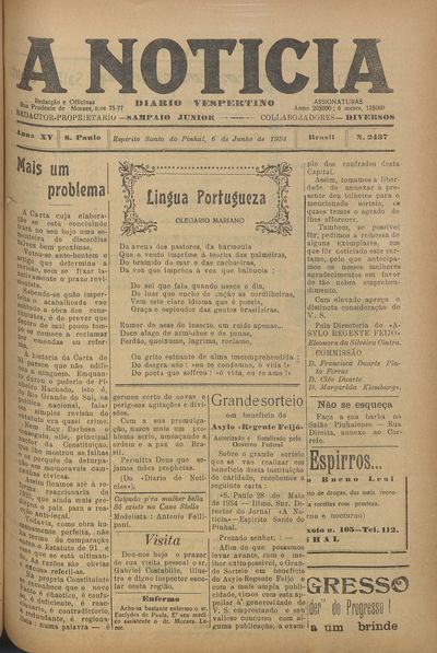 Capa de um dos jornais.