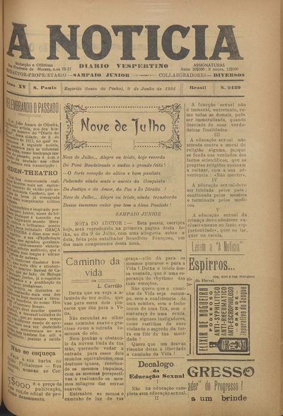 Capa de um dos jornais.