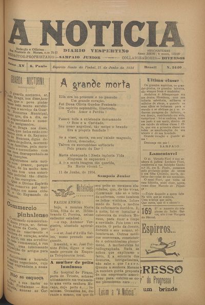 Capa de um dos jornais.