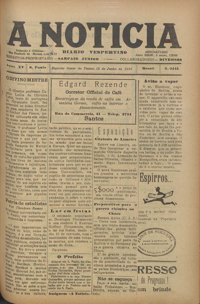Capa de um dos jornais.