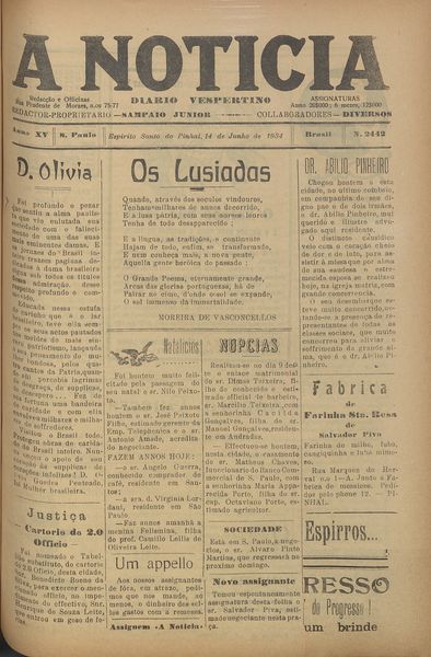 Capa de um dos jornais.