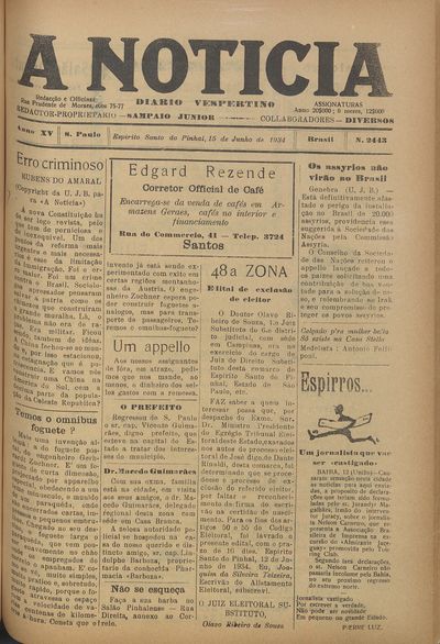 Capa de um dos jornais.