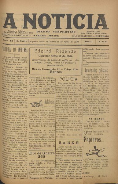 Capa de um dos jornais.