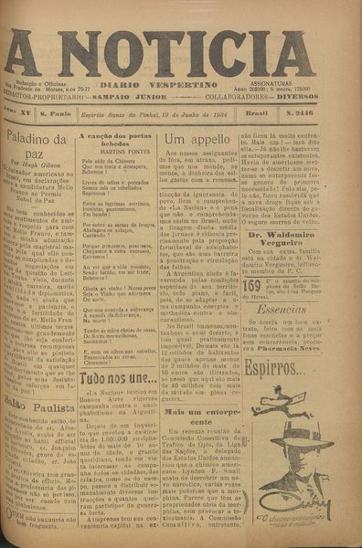 Capa de um dos jornais.