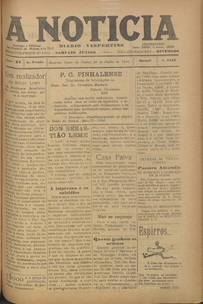 Capa de um dos jornais.
