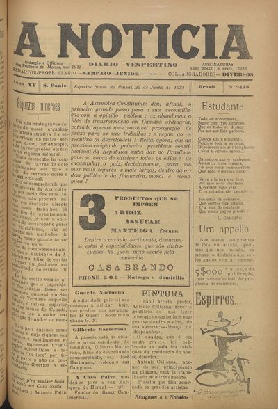 Capa de um dos jornais.