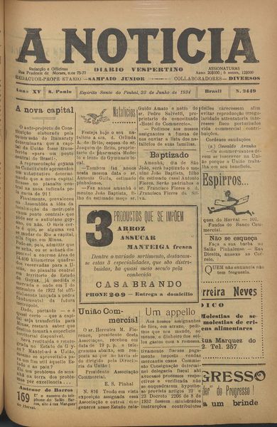 Capa de um dos jornais.
