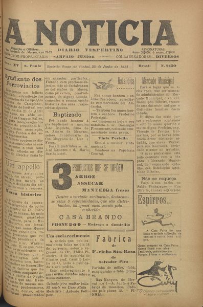 Capa de um dos jornais.