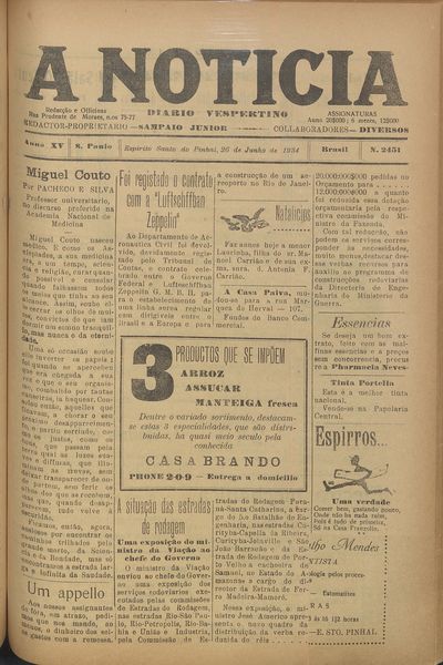 Capa de um dos jornais.