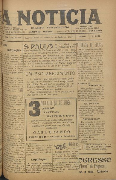 Capa de um dos jornais.