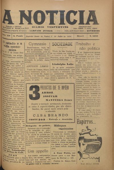 Capa de um dos jornais.