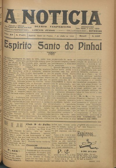 Capa de um dos jornais.