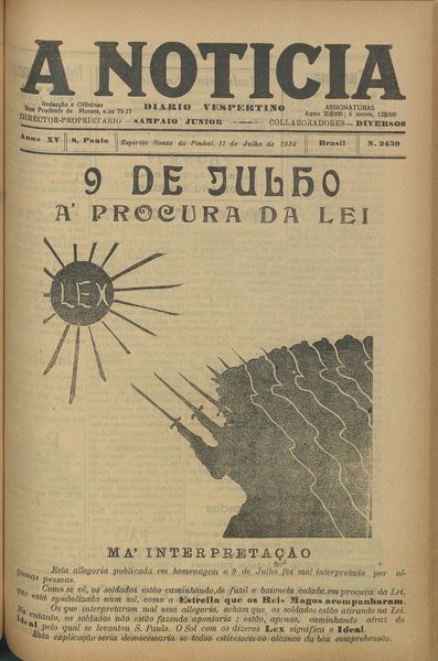 Capa de um dos jornais.