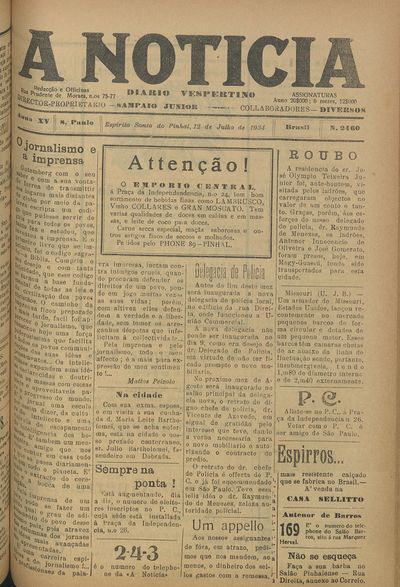 Capa de um dos jornais.