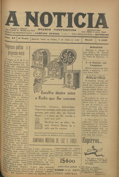 Capa de um dos jornais.