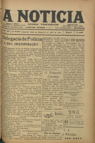 Capa de um dos jornais.