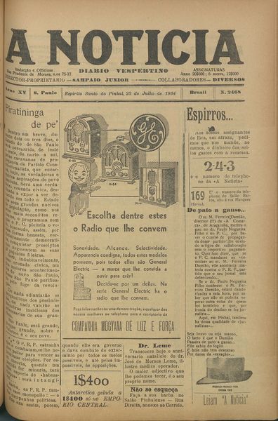 Capa de um dos jornais.