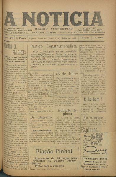 Capa de um dos jornais.