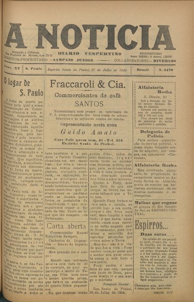 Capa de um dos jornais.