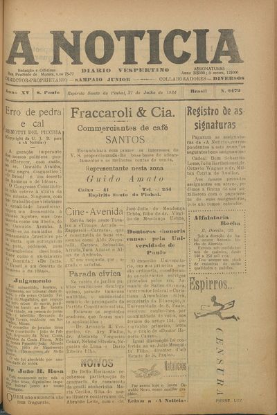 Capa de um dos jornais.