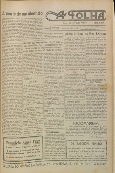 Capa de um dos jornais.