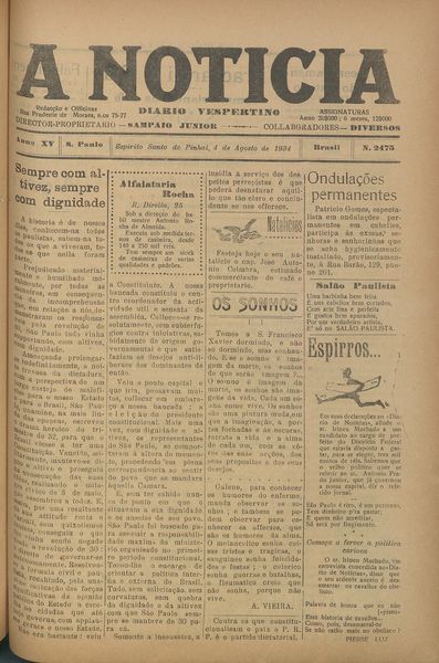 Capa de um dos jornais.