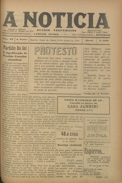 Capa de um dos jornais.